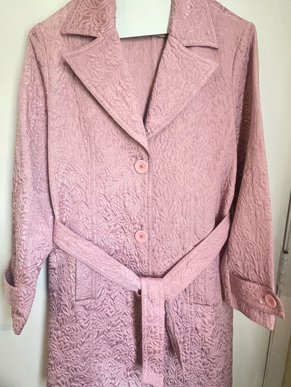 Nine West Embossed Blush Pink Belted Coat